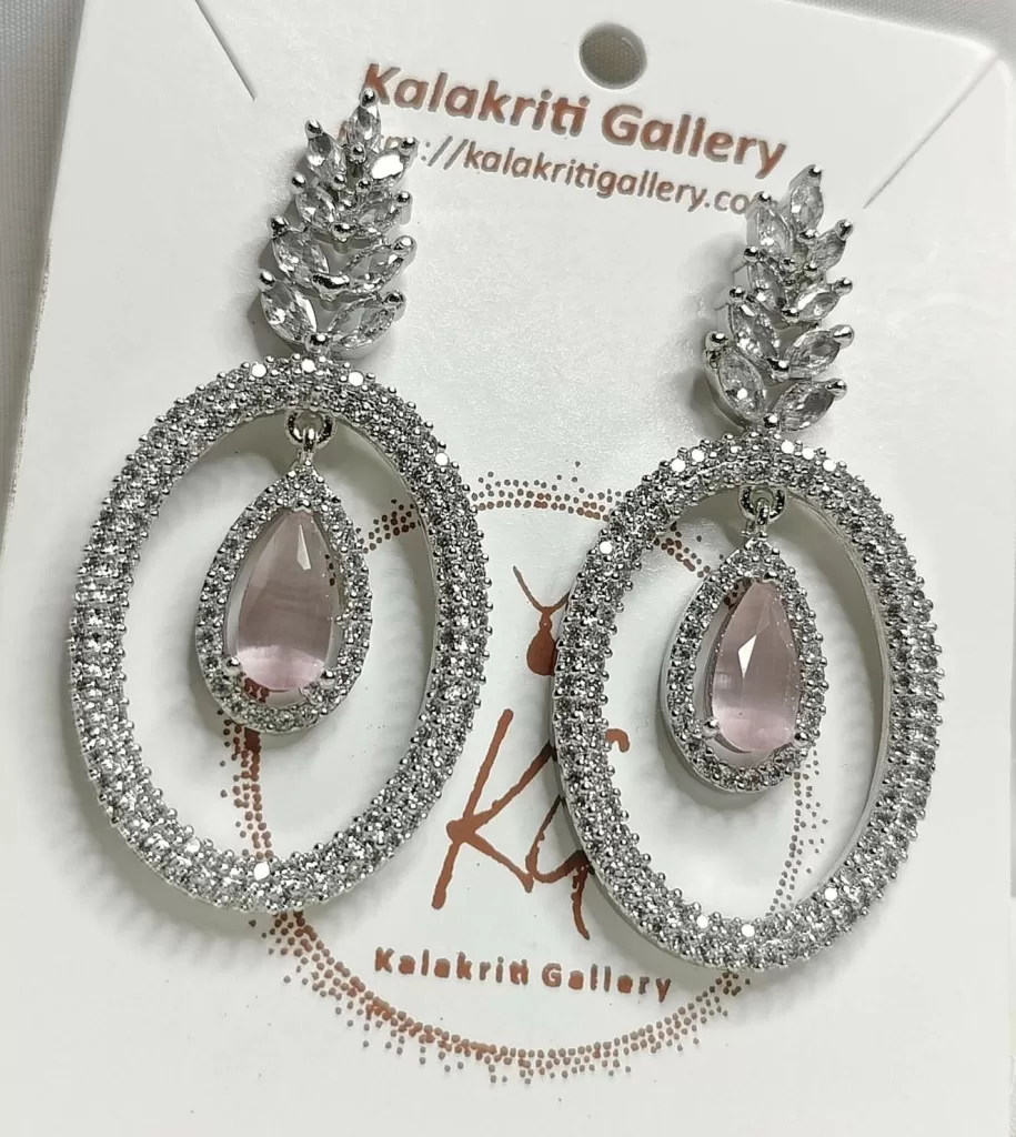 Silver polished AD Earrings by kalakriti gallery