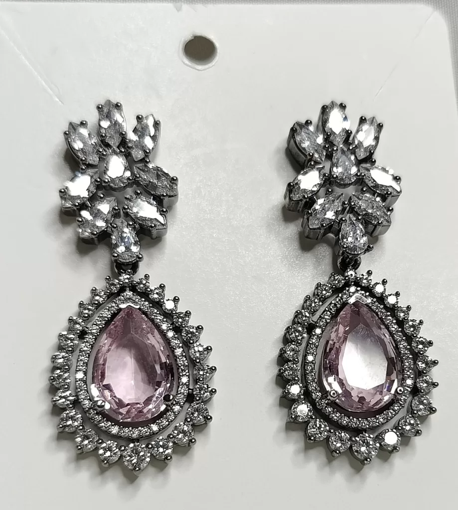 Pink Ruby Zircon Earrings by Kalakriti Gallery