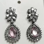 Pink Ruby Zircon Earrings by Kalakriti Gallery