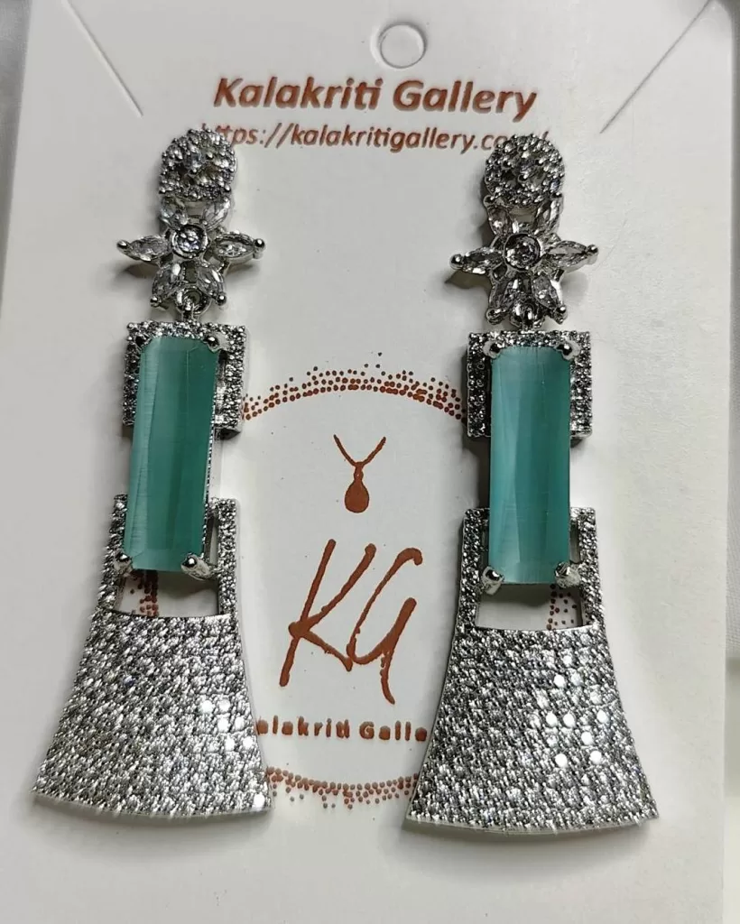 Sea Green American Diamond Earrings