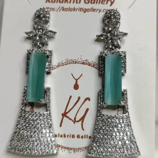 Sea Green American Diamond Earrings