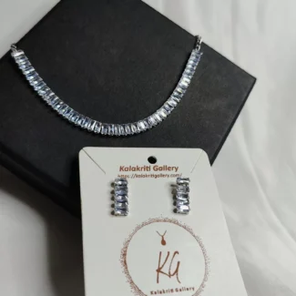 Silver Plated AD Stone Necklace Set