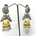 Minakari silver Replica Yellow Jhumka