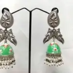 Minakari silver Replica Green Jhumka