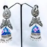 Minakari silver Replica Blue Jhumka