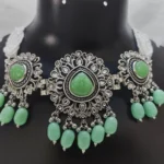 Elegance with Oxidised Light Green and Silver Jewellery Set