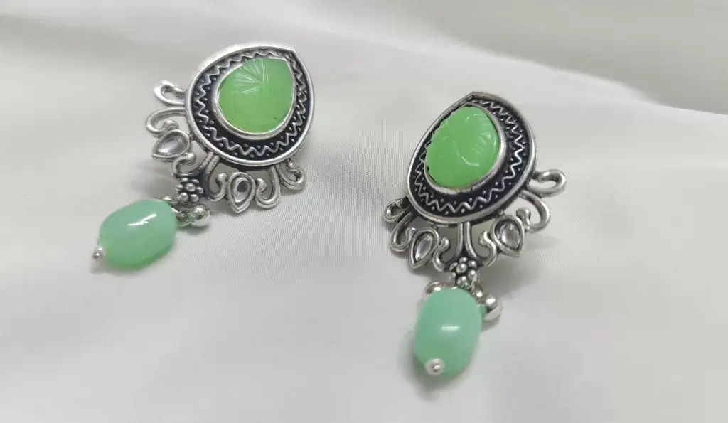 Elegance with Oxidised Light Green and Silver Jewellery Set