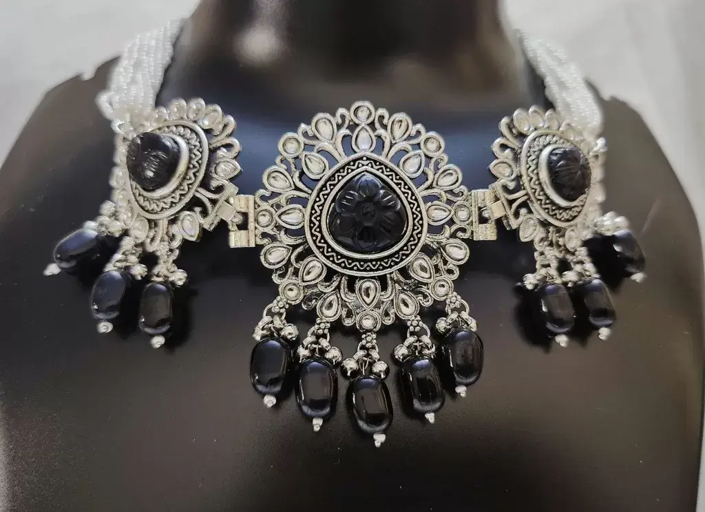 Elegance with Oxidised Black and Silver Jewellery Set