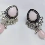 Elegance with Oxidised Baby Pink and Silver Jewellery Set