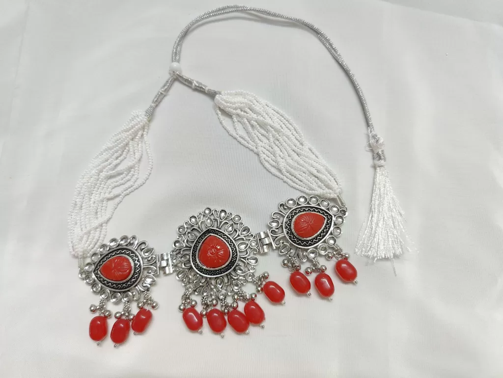 Elegance with Oxidised Red and Silver Jewellery Set