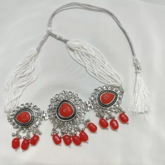 Elegance with Oxidised Red and Silver Jewellery Set