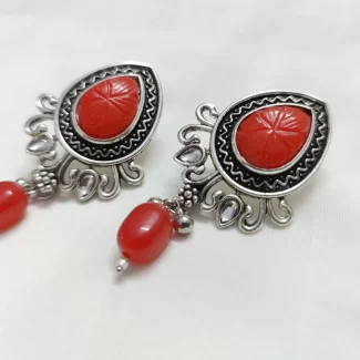 Elegance with Oxidised Red and Silver Jewellery Set