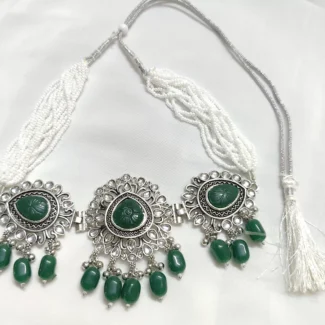 Elegance with Oxidised Green and Silver Jewellery Set