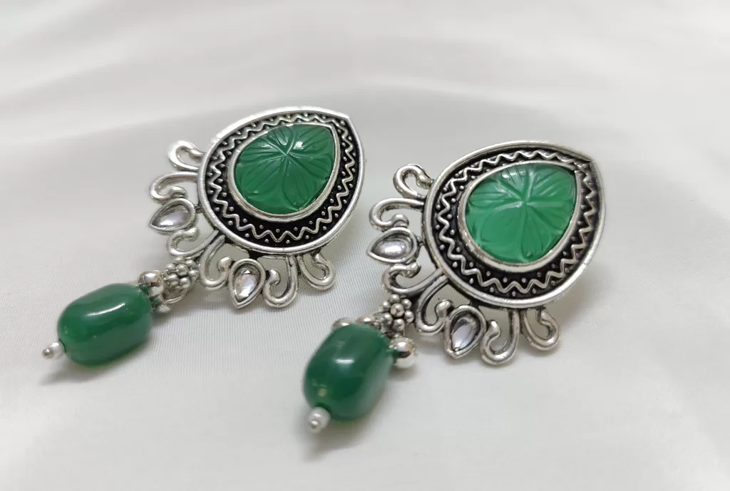 Elegance with Oxidised Green and Silver Jewellery Set