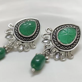 Elegance with Oxidised Green and Silver Jewellery Set