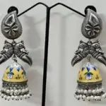 Minakari silver Replica Yellow Jhumka