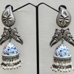 Minakari silver Replica Navy Blue Jhumka