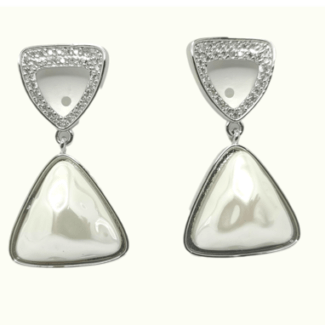 White Mother of Pearl & AD Triangle Shaped Earring