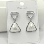 White Mother of Pearl & AD Triangle Shaped Earring