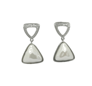 White Mother of Pearl & AD Triangle Shaped Earring