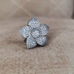 Flower Shaped Finger Ring With CZ Stones